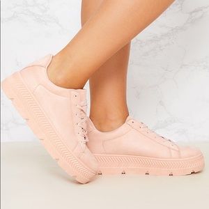 Pink Cleated Sole Flatform Trainers